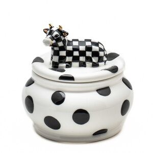 Mackenzie Childs cow creamery sugar bowl